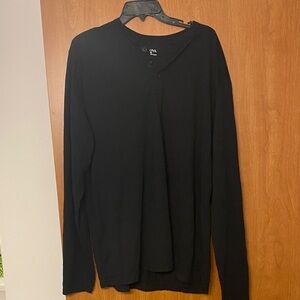 Black Long Sleeve Henley Shirt